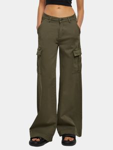 Comfortable Urban Classics women's stretch jeans with zip pockets, cotton, khaki