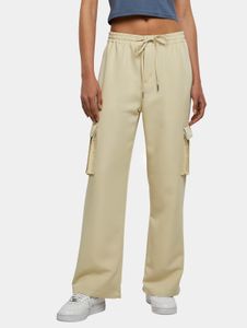 Stylish Urban Classics women's jeans, straight fit, drawstring, pockets, beige