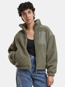 Elegante giacca in pile da donna Urban Classics, 330 g/m², verde
