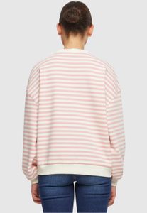 Comfortable Urban Classics women's sweatshirt with ribbed cuffs, oversized, 300 g/m² cotton, white/pink