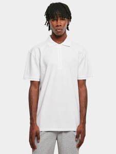 Comfortable Urban Classics men's polo shirt, zip-up, oversize, 220 g/m², cotton, white