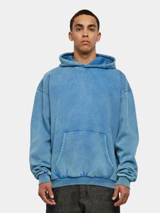Sudadera con capucha cómoda para hombre de URBAN CLASSICS con bolsillos, denim de 360 g/m² con algodón, azul.