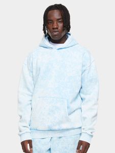 Sudadera con capucha Modern URBAN CLASSICS para hombre, capucha grande, punto acanalado, 360 g/m² con algodón, azul claro.