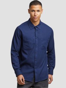 Versatile URBAN CLASSICS men's polo shirt with zip and hood, 120 g/m² cotton, navy