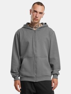 Comfortable Urban Classics men's hoodie, stretch, zip-up, ribbed cuffs with cotton, grey