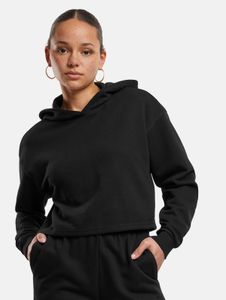 Felpa con cappuccio da donna Casual Urban Classics con polsini e cappuccio a coste, 280 g/m², nera