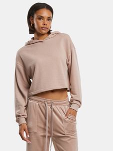 Comfortable Urban Classics women's hoodie with ribbed cuffs and hood, 280 g/m², antique pink