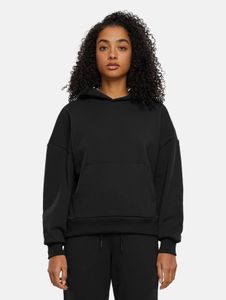weicher Urban Classics Damen Hoodie Stretch Rippbündchen Kapuze mit Baumwolle Schwarz