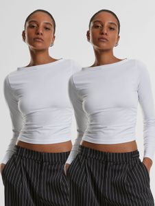 Sweat-shirt slim fit confortable Urban Classics pour femme, en coton blanc