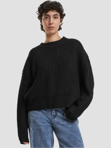 Felpa da donna Modern Urban Classics con polsini a coste, modello oversize, colore nero.