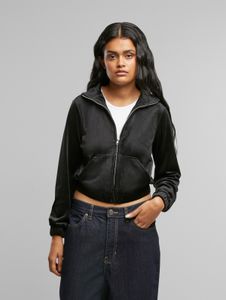 Giacca da donna Modern Urban Classics elasticizzata con zip e polsini a coste, colore nero.