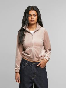 Giacca casual da donna Urban Classics, elasticizzata, con cerniera, polsini a coste, rosa antico
