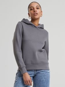Comfortable Urban Classics women's hoodie with ribbed cuffs and hood, 300 g/m² cotton, grey