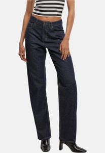 Jean femme Urban Classics confortable, coupe droite, fermeture éclair, coton, bleu marine