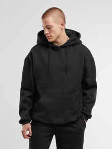 Comfortable URBAN CLASSICS men's hoodie with ribbed cuffs and hood, made of cotton, black