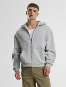 Casual URBAN CLASSICS men's hoodie with drawstring and zipper, 330 g/m² cotton, grey