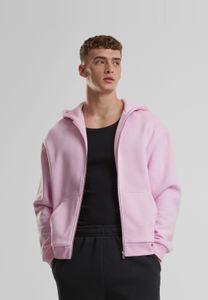 Sudadera con capucha para hombre Modern Urban Classics con cordón ajustable y cremallera, algodón de 330 g/m², rosa.