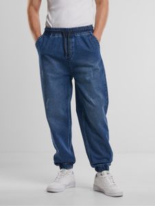 Pantalones vaqueros modernos URBAN CLASSICS para hombre con bolsillos con cordón ajustable, algodón de 450 g/m², color azul.