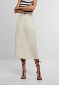 feminine Urban Classics women's dress with zipper pockets, cotton, ecru-white