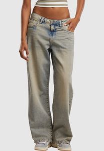Stylish Urban Classics women's jeans with chain detail in cotton, blue/beige