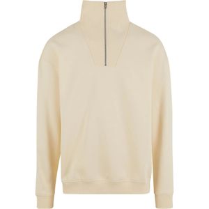 Soft Urban Classics men's sweatshirt, stretch, zip-up, ribbed cuffs with cotton, ecru-white