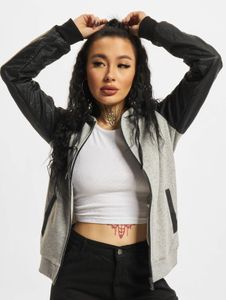 Comfortable URBAN CLASSICS women's hoodie with drawstring and zipper, 300 g/m² cotton, grey/black