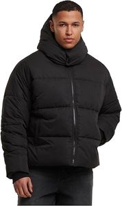 Stylish Urban Classics men's jacket with zipper and hood, black