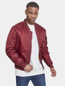 Stylish URBAN CLASSICS men's jacket with zippers, pockets, 108 g/m², red