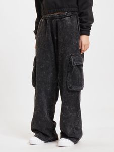 Pantalon pour femme Modern Thug Life, ourlets côtelés, coton, noir