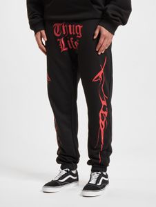 lässige Thug Life Herren Jeans Rippbündchen mit Baumwolle Schwarz