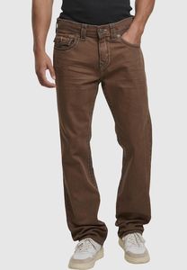 Pantalones vaqueros elásticos modernos True Religion para hombre con algodón, color marrón.