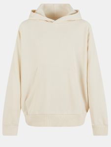 Felpa con cappuccio unisex Modern Urban Classics con polsini e cappuccio a coste, in cotone, color ecru-bianco