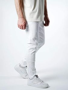 Casual 2Y Premium Men's Slim Fit Jeans with Zip and Cotton, White