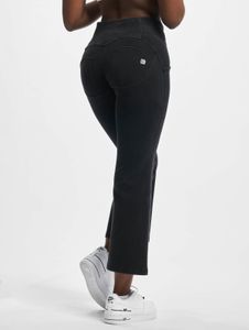 Jeans elegantes Freddy para mujer, elásticos, con cremallera, de mezclilla con algodón, negros.