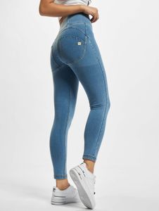 Pantalones vaqueros casuales Freddy para mujer, corte ajustado, elásticos, con cremallera, de algodón, color azul.