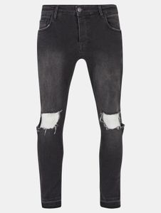 Stylish 2Y Premium Men's Skinny Fit Stretch Jeans with Zipper, Cotton, Black