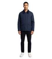 Sustainable Quilted Jacket for Men, Winter Jacket with Corduroy Collar, 956444, Dark Blue