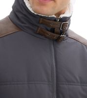 Sustainable quilted blouson with faux leather details for men, winter jacket 921855, slate gray/brown