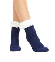 2 Pairs of Warm Children's House Socks, Warm Winter Socks, Non-Slip Socks with Teddy Lining 921382 Blue/Purple