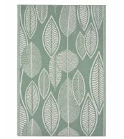 Modern Outdoor Rug with Leaf Pattern Design, Garden Rug, Decorative Rug, Approx. 90 x 150 cm, Green/White