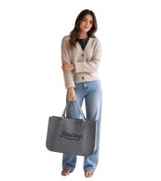 Favorite Bag Felt Bag for Women – Stylish Shopper Tote Bag made of Felt with Embroidery, Grey, 50x35x25 cm