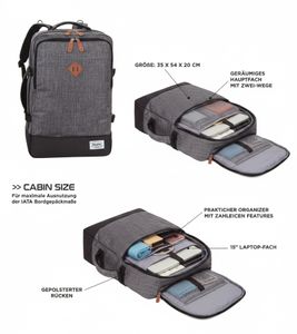Bestway Cabin Pro Daypack 54 cm Carry-on Backpack with 15" Laptop Compartment 50L 7744535 Gray