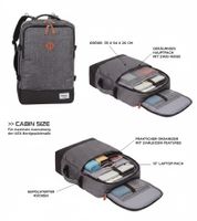 Bestway Cabin Pro Daypack 54 cm Carry-on Backpack with 15" Laptop Compartment 50L 7744535 Gray