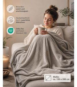 Cozy Blanket Oeko-Tex Standard 100 Certified Microfiber Blanket approx. 150x200cm Light Gray