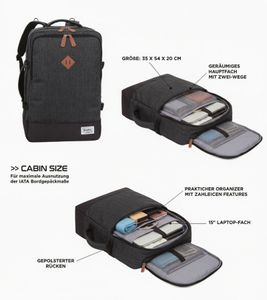 Worldpack Bestway Cabin Pro Daypack 54 cm Handgepäck-Rucksack mit 15" Laptopfach 50L 8837833 Dunkelgrau/Schwarz