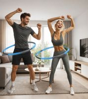 Cerceau de hula hoop EDURO - Appareil de fitness rembourré pour la maison - Cerceau de fitness, 97 cm, 8983249, Bleu/Gris