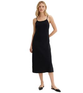 Trendy Women's Flannel Dress, Adjustable Cotton Dress with Spaghetti Straps 943770 Black