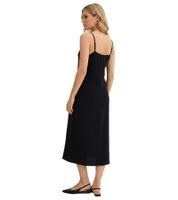 Trendy Women's Flannel Dress, Adjustable Cotton Dress with Spaghetti Straps 943770 Black