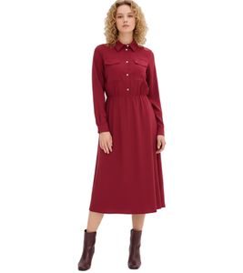 Abito midi da donna con colletto a camicia, abito da sera 907553 Rosso