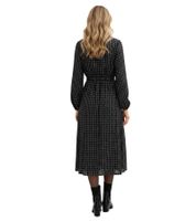 Classic Women's Maxi Dress with V-Neck, Long Sleeve Polka Dot Print, 943659 Black